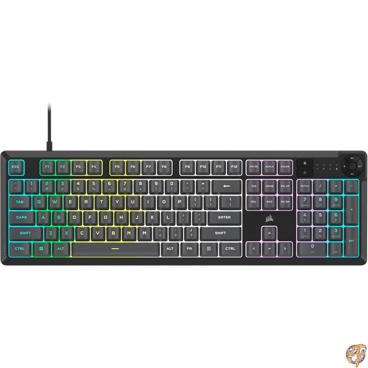 Corsair K55 CORE RGB メンブレン 有線ゲーミングキーボード - 静音 レスポンシブスイッチ こぼれ防止 テンゾーンRGB メディアキー iCUE対応 QWERTY NA PC、Mac グレー|パームスアメリカ