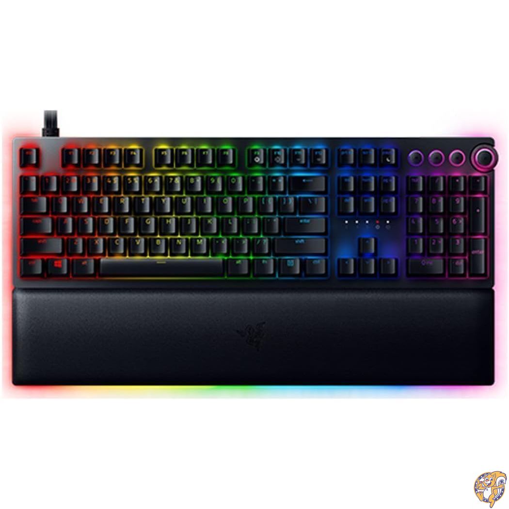 Razer Huntsman V2 アナログゲーミングキーボード:アナログオプティカルスイッチによる調整可能な作動-ラピッドトリガーモード-クロマRGB照明-磁気リストレスト-専用メディアキー&ダイヤル-ブラック|パームスアメリカ