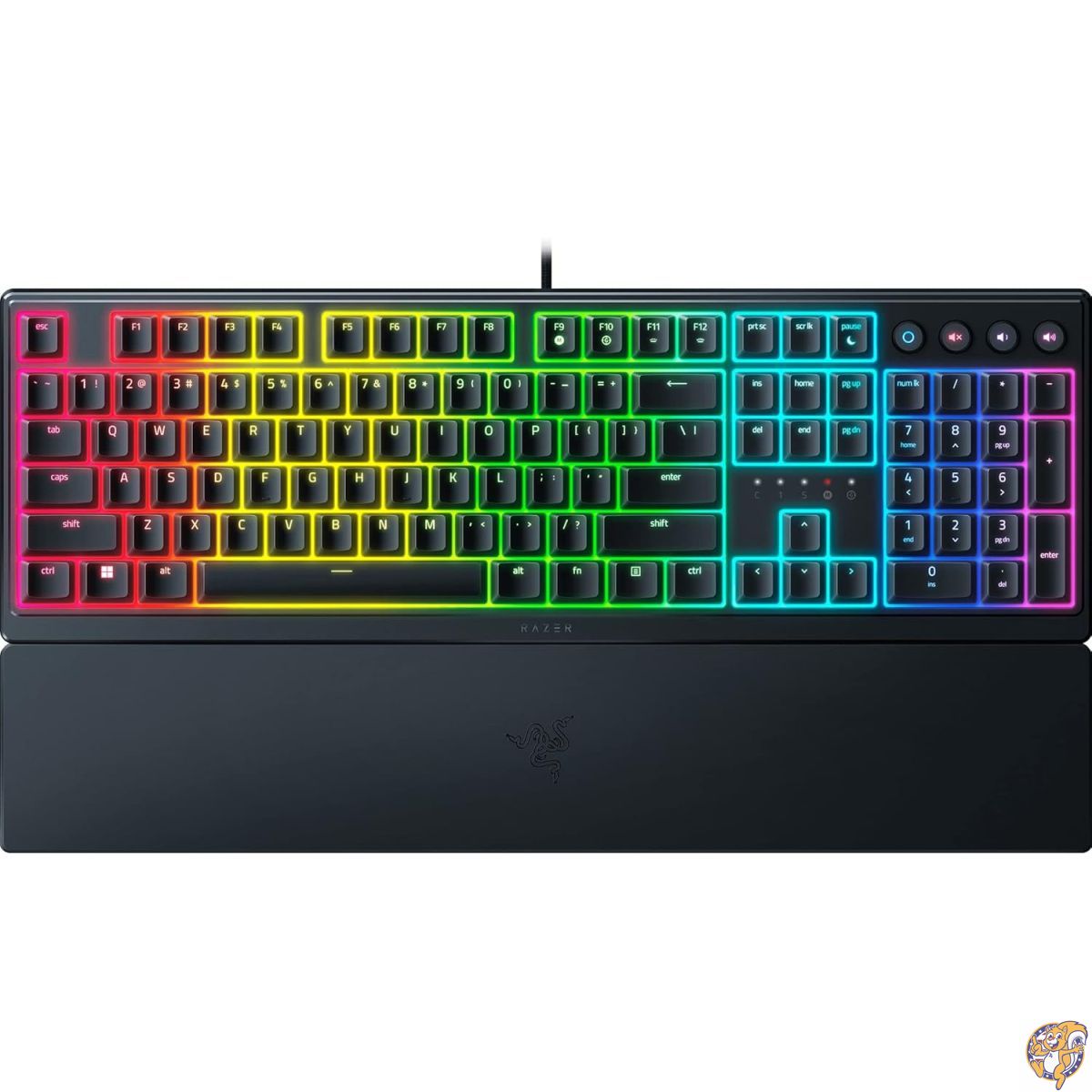 Razer Ornata V3 ゲーミングキーボード:薄型キー メカメンブレンスイッチ UVコーティングキーキャップ バックライト付きメディアキー 10ゾーンRGBライティング 耐水性/防滴 マグネット式リストレスト クラシックブラック|パームスアメリカ