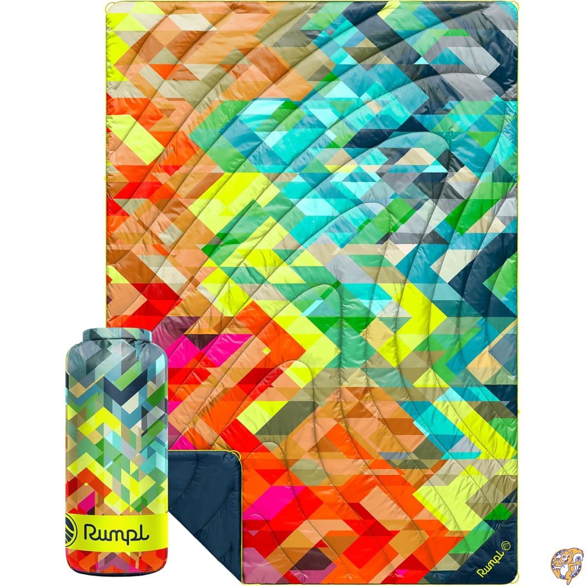 【クーポン配信中】Rumpl オリジナルパフィーブランケット - 暖かいパフィーキャンプブランケット、リサイクルポリエステル100%断熱、軽量、収納可能、防水、アウトドアパファーブランケット、52インチx75インチ、V2、ジオフレッシュ。|パームスアメリカ