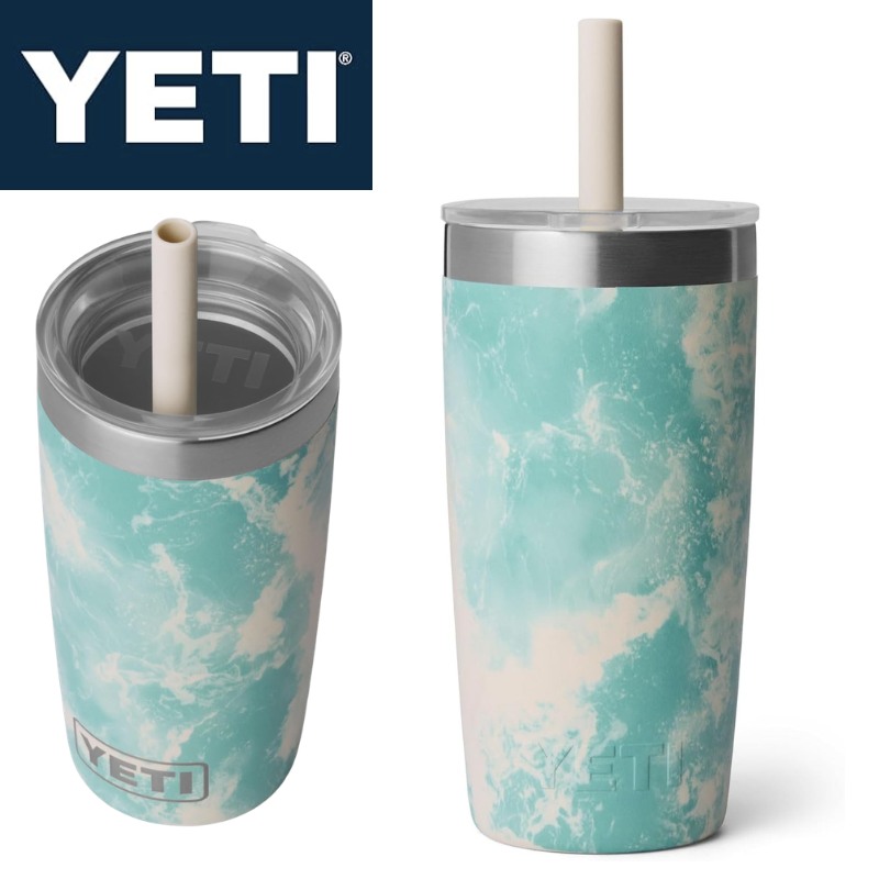 YETI イエティ 水筒 タンブラー ランブラー Jr. 10oz ストロー付き 保冷ボトル 真空断熱 ステンレス 食洗機対応 295ml シービュー ジュニア Rambler Jr. 10 Oz Tumbler Sea View 少量 子供 キッズ 小さめ｜パームスアメリカ
