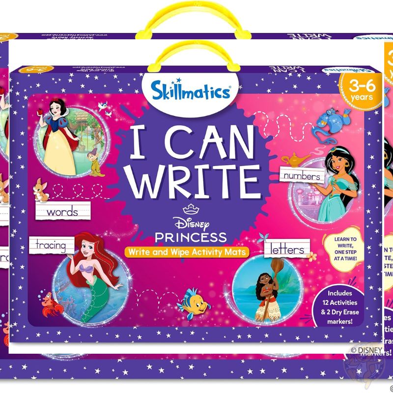 【クーポン配信中】Skillmatics ディズニープリンセス I Can Write 何度も書ける アクティビティマット 12種類 アルファベット 数字 運筆 練習 知育玩具 おもちゃ 女の子 誕生日 プレゼント クリスマス