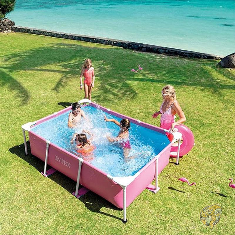 巨大 プール 水遊び 2m x 1.2m x 60cm 家庭用プール 長方形金属フレーム 屋外 スイミングプール 水量1661L 28266EH Intex 送料無料