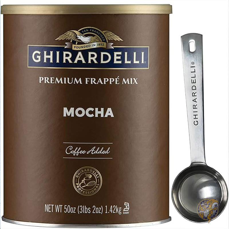 【クーポン配信中】モカ プレミアム フラッペ ミックス 1.4kg 缶 ギラデリ刻印入りバリスタ スプーン付き ギラデリ Ghirardelli