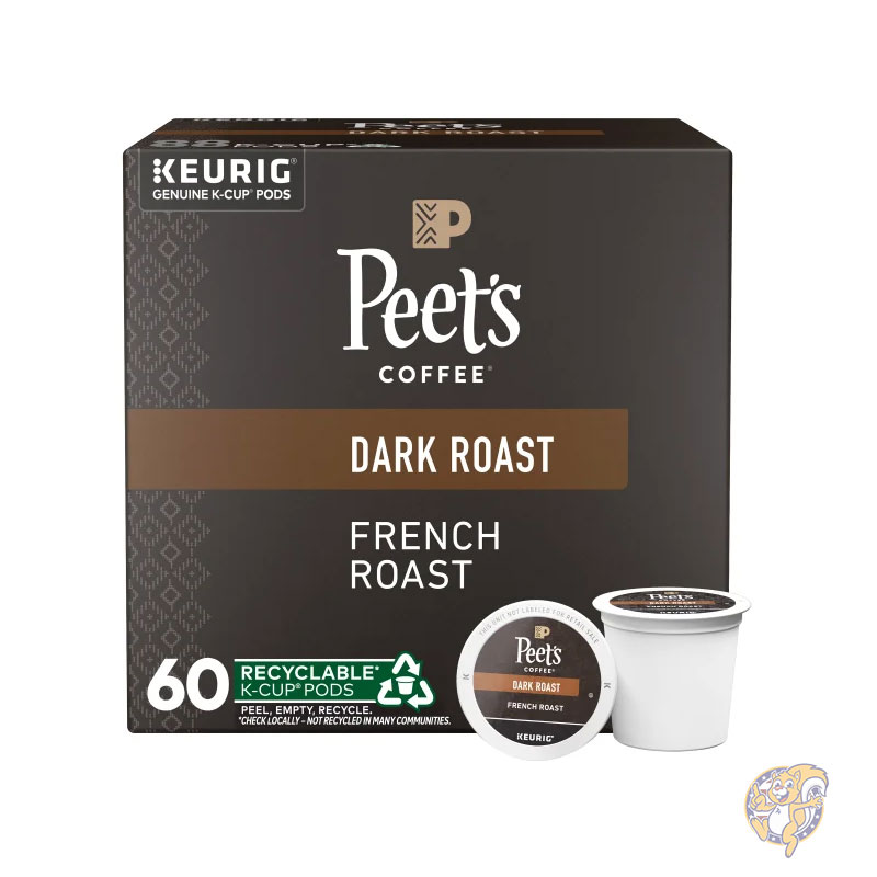 【クーポン配信中】ピーツコーヒー Peet’s Coffee フレンチロースト Kカップポッド 60個入り 個包装 小袋 小分け まとめ買い 大量 業務用