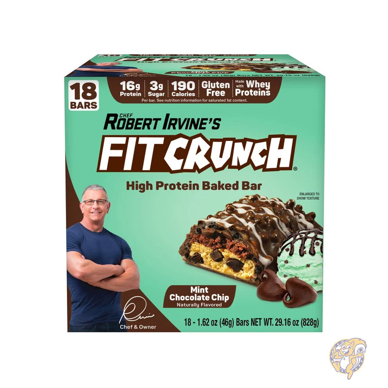 【クーポン配信中】FITCRUNCH フィットクランチ プロテインバー 16g タンパク質 ミント チョコレート チップ 46g 18 本入り お菓子 個包装 小袋 小分け まとめ買い 大量