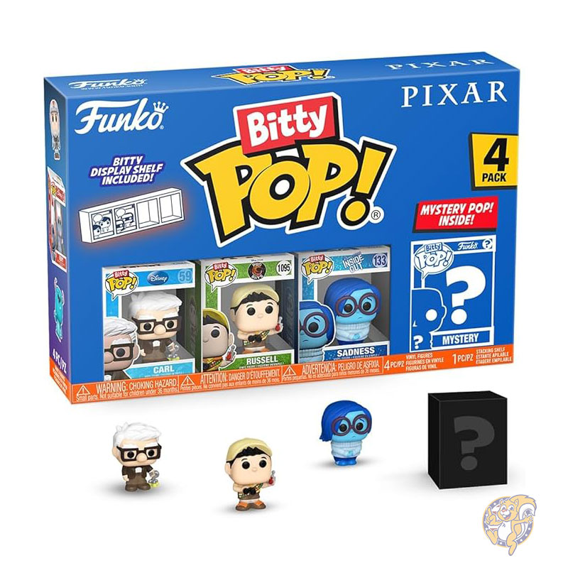 ファンコ ビティー ポップ Funko Pop Bitty ピクサー Pixar ミニコレクタブルトイ 4パック カール ラッセル (ダグ・デイズ) サッドネス ミステリーチェイスフィギュア (スタイルは異なる場合があります) サプライズミステリーミニフィギュア 0.9インチ (2.2 cm) おもちゃ