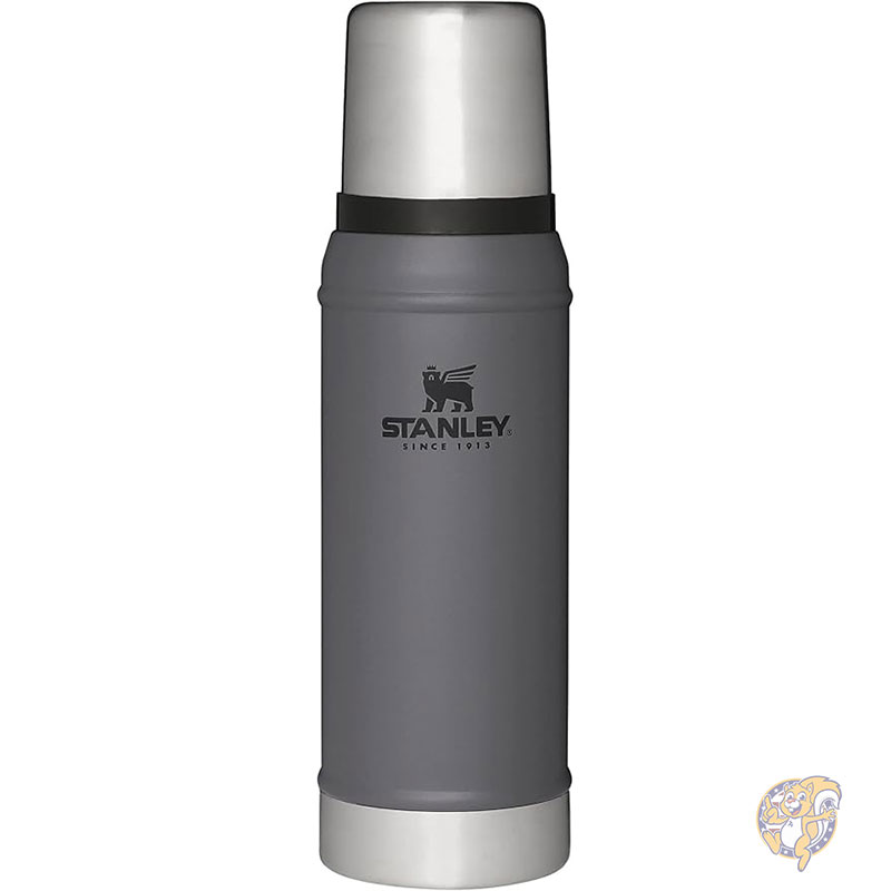 【クーポン配信中】STANLEY スタンレー クラシック レジェンダリー 真空ボトル 広口 漏れ防止カップ蓋付き 保温 保冷 コンパクトサイズ 断熱ステンレススチール製 サーマルボトル BPAフリー チャコール 1.0クォート 94ml