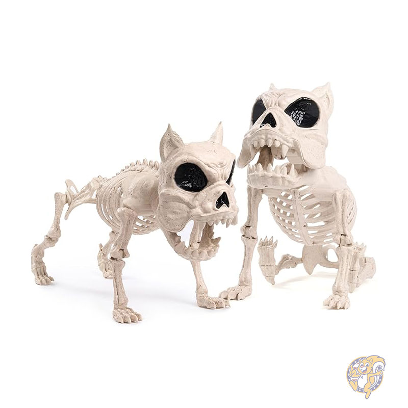 ハロウィンデコレーション 2個 16インチ 40cm 可動式 犬 骸骨 スケルトン ハロウィン 動物 子犬 プラスチック 骨 可動式ジョイント付き 小道具 屋内 屋外 装飾 不気味なシーン パーティー 記念品 墓地の装飾 JOYIN ジョイン｜パームスアメリカ