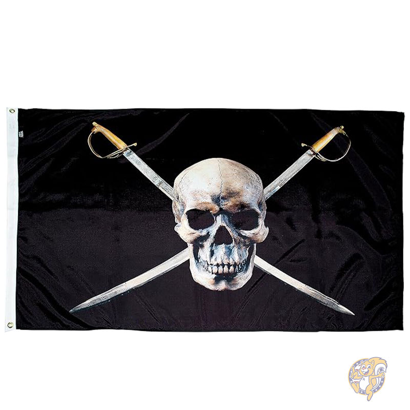 ハロウィンデコレーション 海賊ナイロン ジョリーロジャー 91 × 152 cm 装飾旗 米国製 3x5フィート ハロウィン ハロウィーン デコレーション 飾り アメリカ FlagSource フラグソース