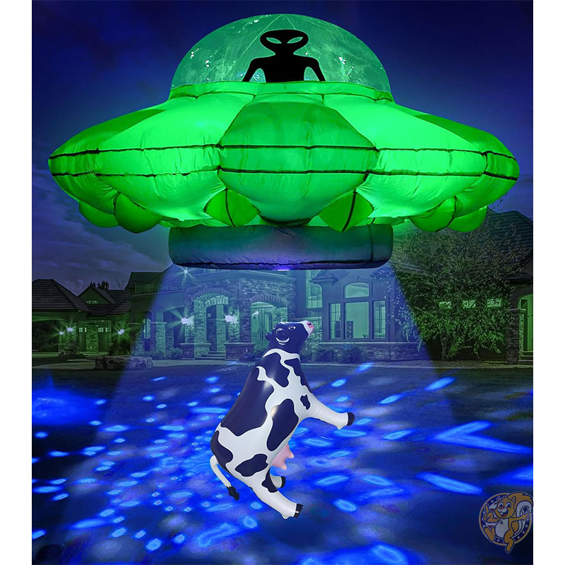 エイリアン パーティーデコレーション 4.2フィート 128cm 吊り下げ式 UFO 牛 誘拐 インフレータブル エイリアン インフレータブルUFO ハロウィン 膨らませる ハロウィン ハロウィーン デコレーション 飾り アメリカ アンルーグ anroog