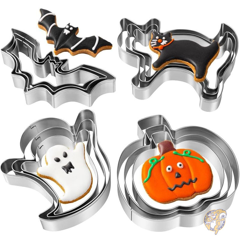 【クーポン配信中】ハロウィンクッキー カッターセット クッキー型 ステンレススチール製 ハロウィンクッキーカッター 12個セット カボチャ ゴースト コウモリ 猫 ハロウィンフードパーティー デコレーション用 ハロウィン ハロウィーン お菓子デコレーション BYkooc