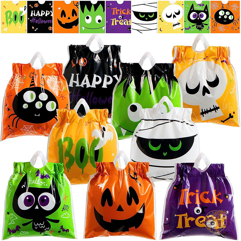 ハロウィン巾着 ラッピング 108枚 トリートバッグ 9種類 キャラクター ミニハロウィンお菓子バッグ プラスチック ギフトバッグ 大量 子供会 トリック・オア・トリート パーティー記念品 小分け袋 お配り ハロウィーン アメリカ輸入 まとめ買い お菓子袋 販促品