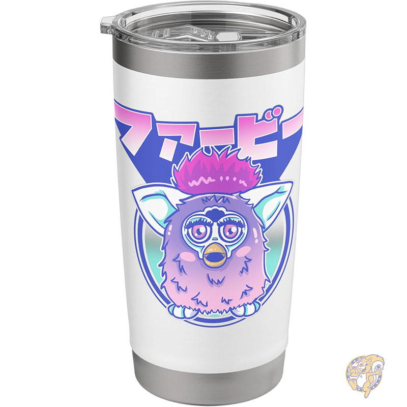 【クーポン配信中】ファービー Furby タンブラー レトロ ピンク サークル 日本語 カタカナ ポートレート ステンレススチール 断熱タンブラー ホワイト アメリカ輸入 ファービータンブラー 可愛い ギフト プレゼント カラフル 公式