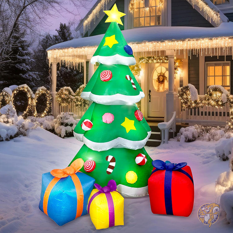 【クーポン配信中】巨大 クリスマスツリー インフレータブル 7フィート 約213cm 屋外装飾 大きい クリスマスツリー ギフトボックス3個付き クリスマスデコレーション 膨らませる 屋内 屋外 庭 芝生 装飾 Joiedomi イルミネーション アメリカ クリスマスグッズ