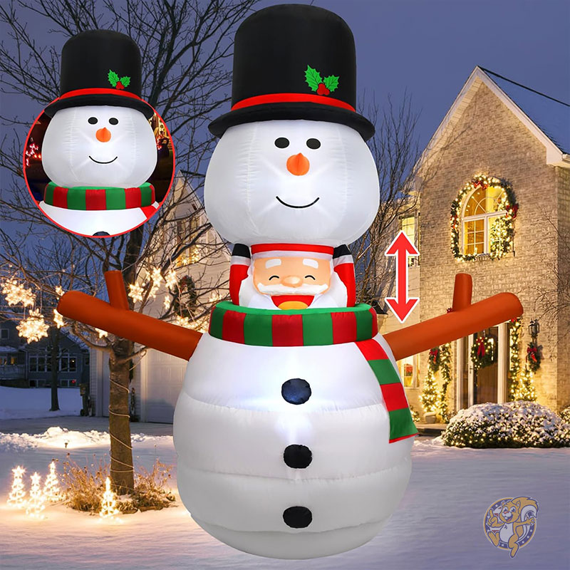 動く雪だるま サンタクロース クリスマス インフレータブル 屋外装飾 6フィート 約182cm ポップアップ クリスマス ブローアップ ホリデー ヤード デコレーション 冬用 ライト付き 雪だるま パーティー 芝生 ガーデン用 エネナニ Enenani アメリカ クリスマスグッズ