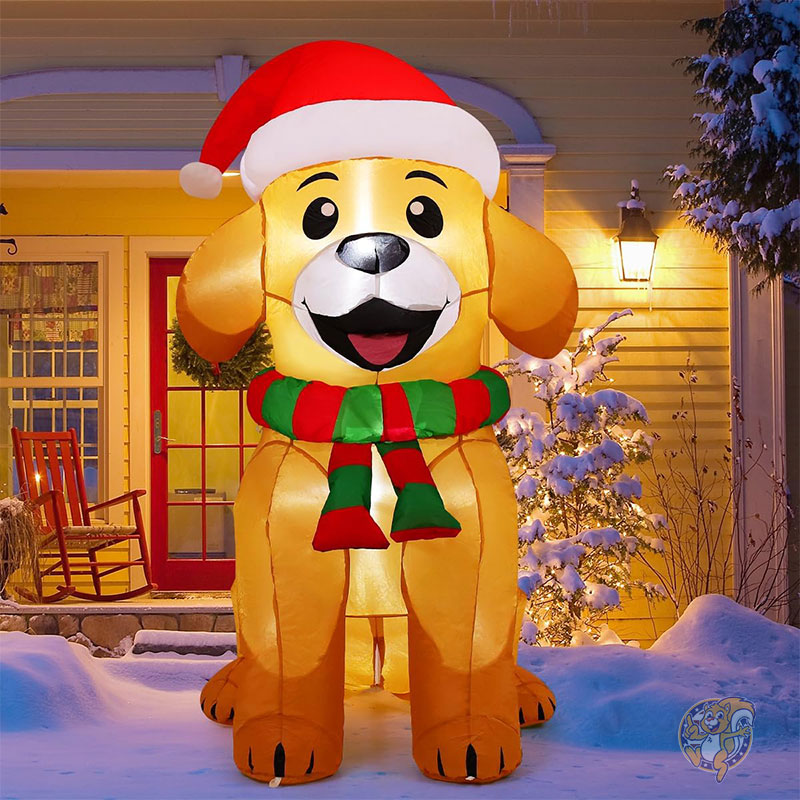 【クーポン配信中】犬 ゴールデンレトリバー クリスマス インフレータブル 屋外 庭 デコレーション クリスマス 膨らませる 5フィート 約152cm 屋内 パーティー 芝生 庭 デコレーション カミン COMIN アメリカ クリスマスグッズ