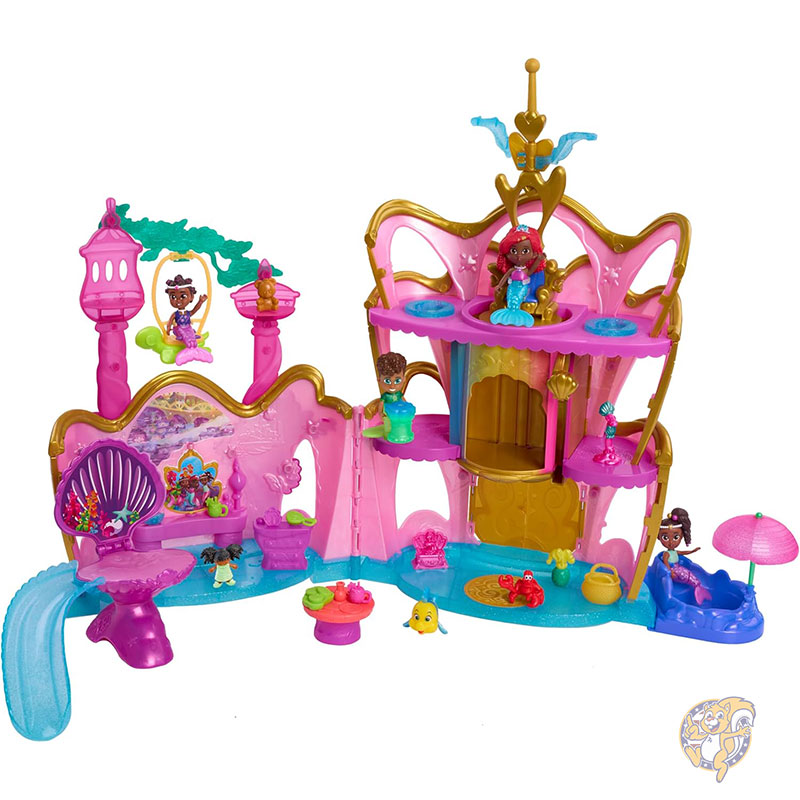 【クーポン配信中】ディズニー ジュニア アリエル デラックス アトランティカ パレス プレイセット 4インチ 10cm フィギュア ライトとサウンド 22ピース ボーナスピース 子供用おもちゃ ジュストプレイ Just Play クリスマス