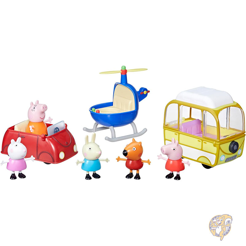 ペッパピッグ Peppa Pig ペッパの小さな乗り物プレイセット 女の子と男の子向け ヘリコプター キャンピングカー 車 フィギュア5体セット付き 幼児向けおもちゃ クリスマス
