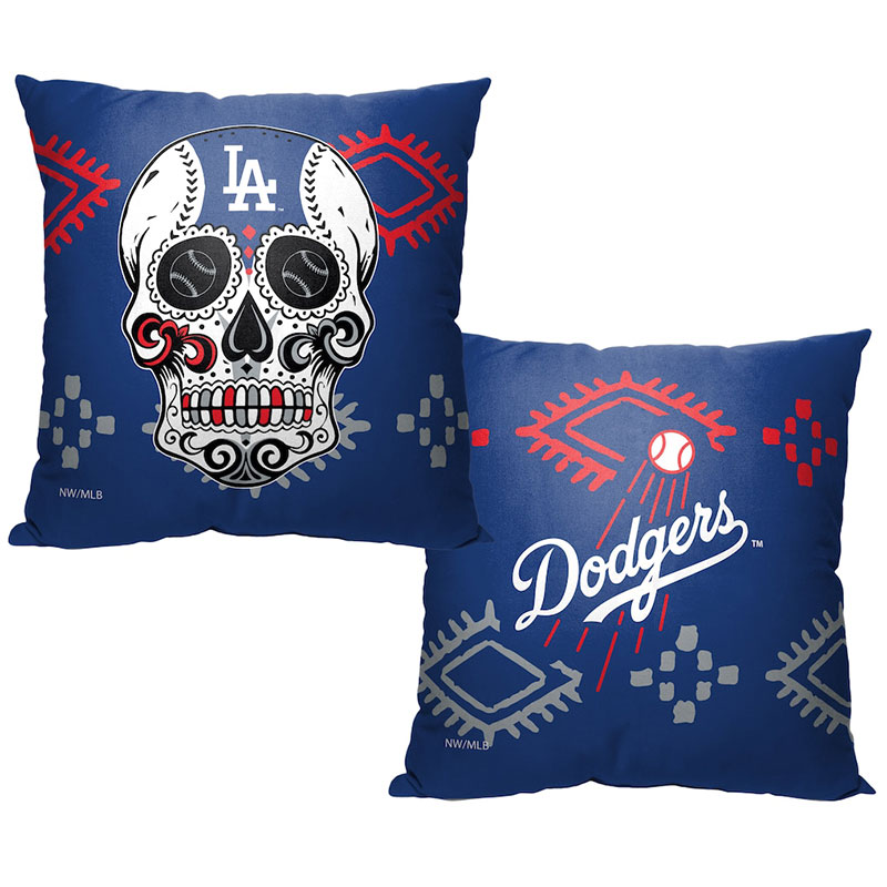 【ポイント2倍!15日】ロサンゼルスドジャース Los Angeles Dodgers ロサンゼルスドジャース クッション 約41×41cm ワールドシリーズ チャンピオンズ 公式 ライセンス ノースウエストグループ The Northwest Group キャンディ スカル ピロー