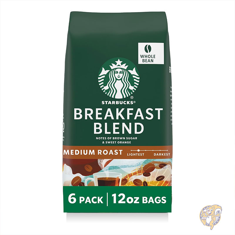 スターバックス ブレックファスト ブレンド ミディアムロースト コーヒー豆 約340g×6袋 Starbucks Whole Bean Coffee ホット アイス対応 スタバ 母の日 スタバコーヒー まとめ買い ギフト 13,733円