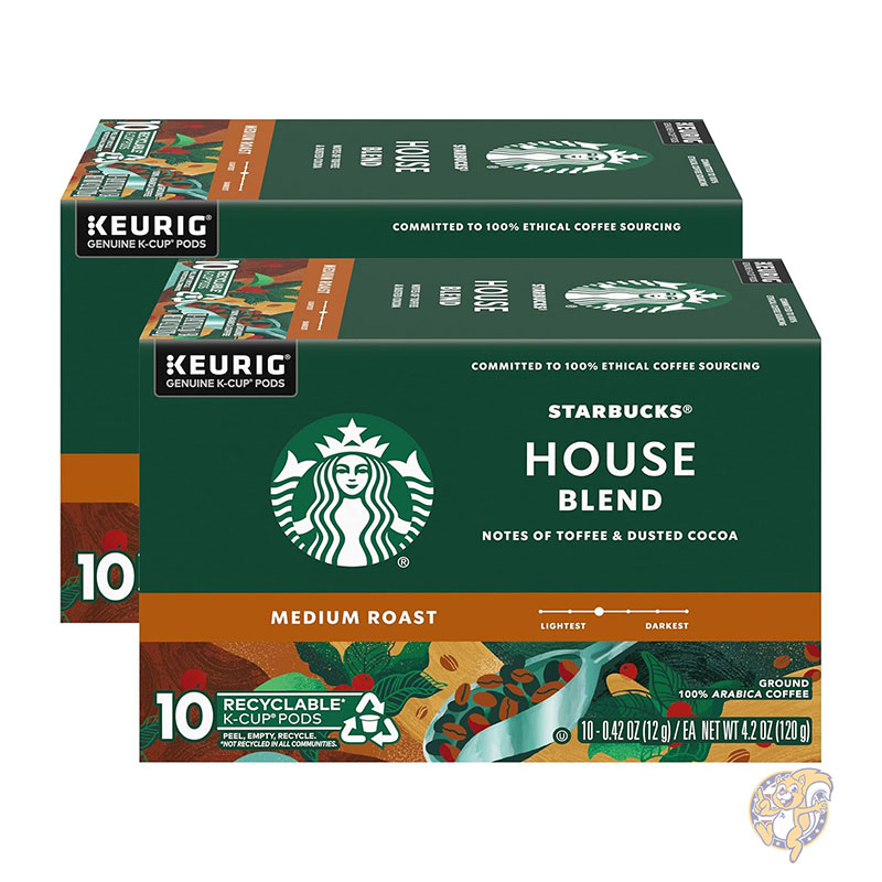 【クーポン配信中】スターバックス STARBUCKS ハウスブレンド K-Cup コーヒーポッド ミディアムロースト 100%アラビカ豆 約20杯分 10個入×2箱 キューリグ対応 スタバ 母の日 スタバコーヒー まとめ買い ギフト