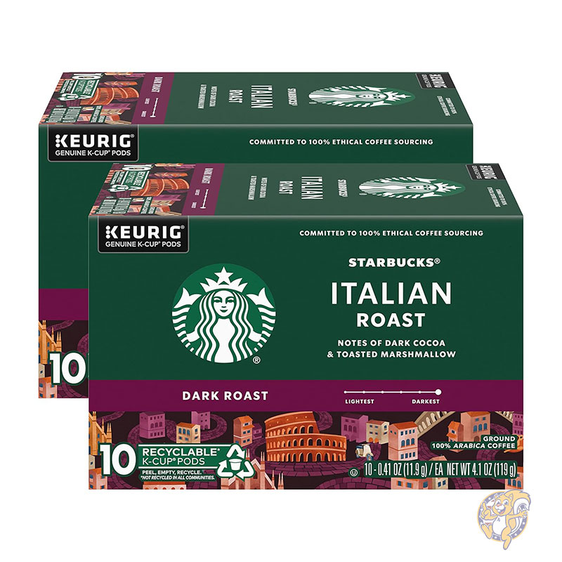 【クーポン配信中】スターバックス STARBUCKS K-Cup コーヒーポッド イタリアンロースト ダークロースト 100%アラビカ豆 約20杯分 10個入×2箱 キューリグ対応 スタバ 母の日 スタバコーヒー まとめ買い ギフト