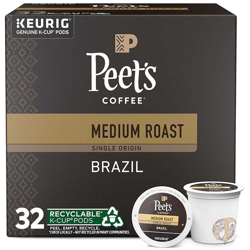 【クーポン配信中】ピーツコーヒー Peet’s Coffee シングルオリジン ブラジル Single Origin Brazil ミディアムロースト Kカップ 32個入 キューリグ対応 100%アラビカ まとめ買い 母の日 ギフト 誕生日 アメリカ コーヒー 珈琲