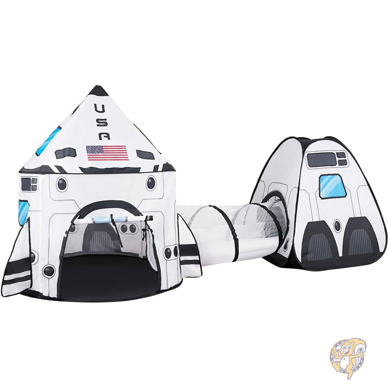 JOYIN ジョイン ロケット 宇宙船 キッズ テント トンネル付き プレイハウス 約120cm 室内 室外 ポップアップ 秘密基地 キッズテント