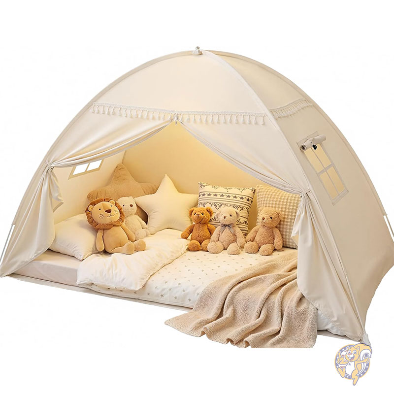 【ポイント2倍!15日】ベッドテント Sumbababy サンバベビー キッズベッドテント 約190×約102×約117cm ゴールデンベージュ ツインサイズ 室内用 天蓋 カーテン付き 子供用プレイテント