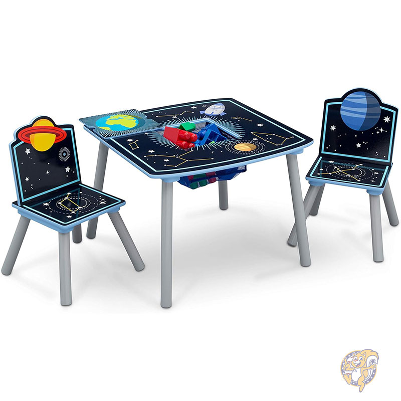 【20日最大4000円クーポン】Delta Children デルタチルドレン キッズ テーブル チェア セット 宇宙柄 Space Adventure 子供用 机 椅子 2脚付き 収納付き 木製 お絵描き 学習 幼児用 家具|パームスアメリカ