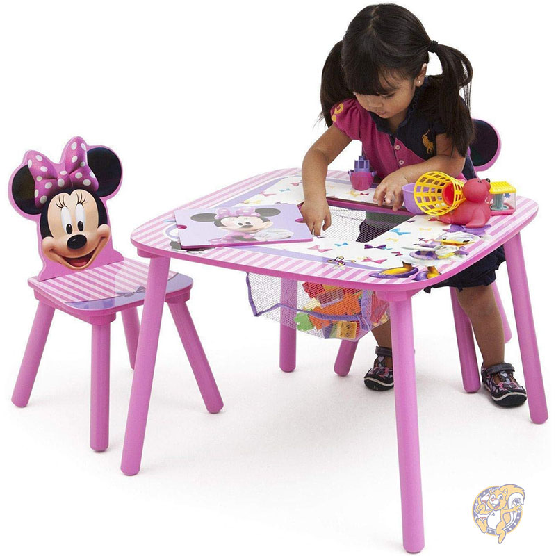 【20日最大4000円クーポン】Delta Children デルタチルドレン ディズニー ミニーマウス キッズ テーブル チェアセット 収納付き 椅子2脚 子供用机 学習机 おもちゃ収納|パームスアメリカ