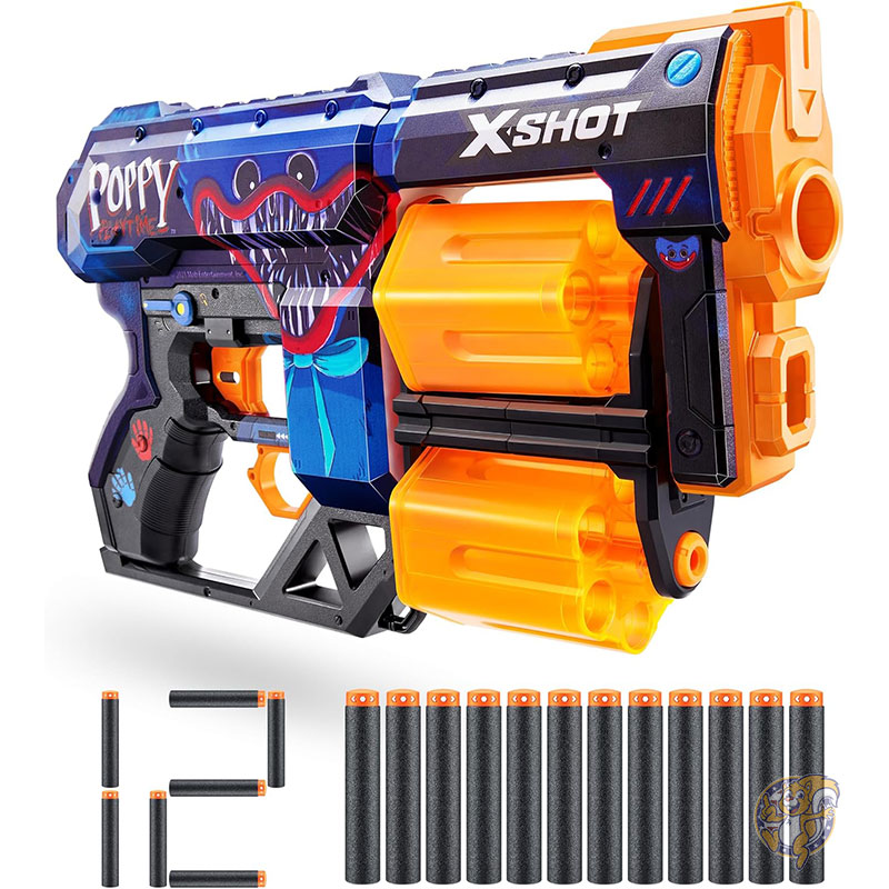ZURU XSHOT エックスショット Skins Dread Poppy Playtime ジャンプスケア ダーツブラスター 約27m射程 12ダーツ付属 エアポケットテクノロジー おもちゃ ポピープレイタイム ハギーワギー