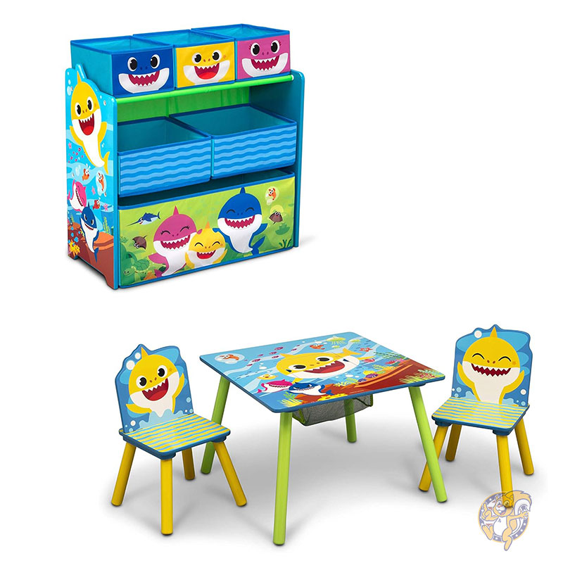 【20日最大4000円クーポン】Delta Children デルタチルドレン Baby Shark ベビーシャーク キッズ テーブル チェア 収納 セット おもちゃ収納 ボックス付き 子供用 机 椅子 幼児用 家具｜パームスアメリカ