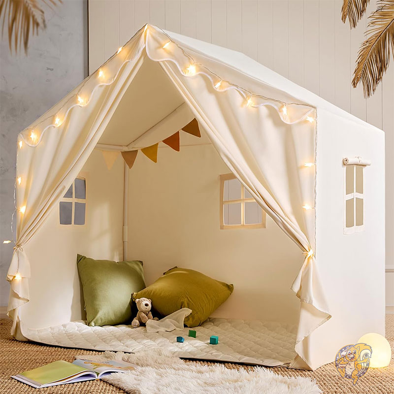 【クーポン配信中】Tiny Land キッズテント 室内 大型 プレイハウス フロアマット付き 星ライト付き おしゃれ 子供用 テント 秘密基地 読書スペース
