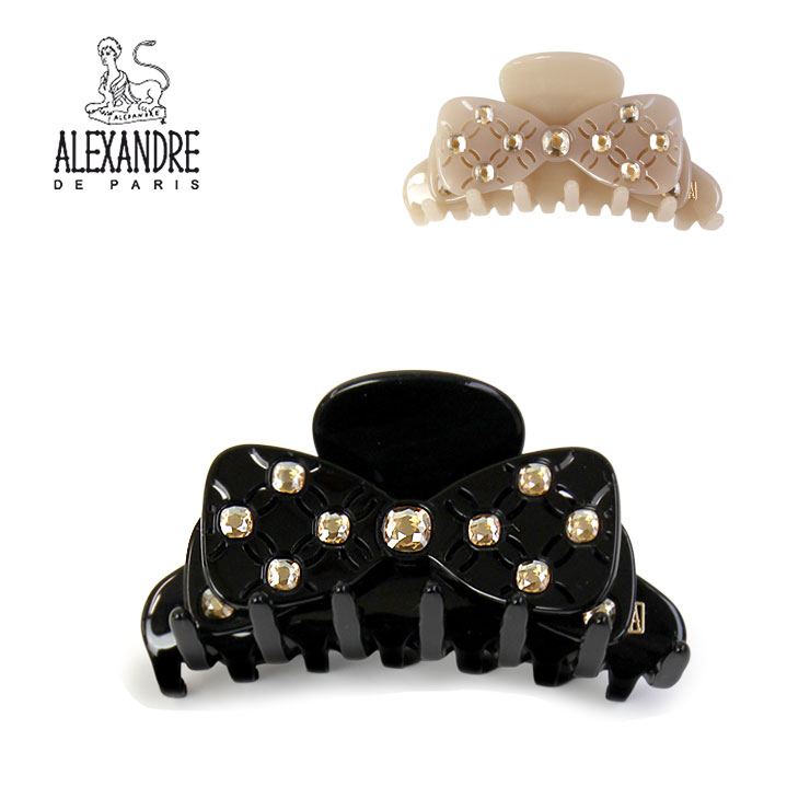 ALEXANDRE DE PARIS アレクサンドル ドゥ パリ M クリップ ACCM-18540-04 ヘアクリップ HAIR CLIP M ヘアアクセサリー レディース 髪留め ブラック 黒 ベージュ 髪飾り 結婚式 ヘアアクセ ブランド おしゃれ かわいい|Palms(パームス)