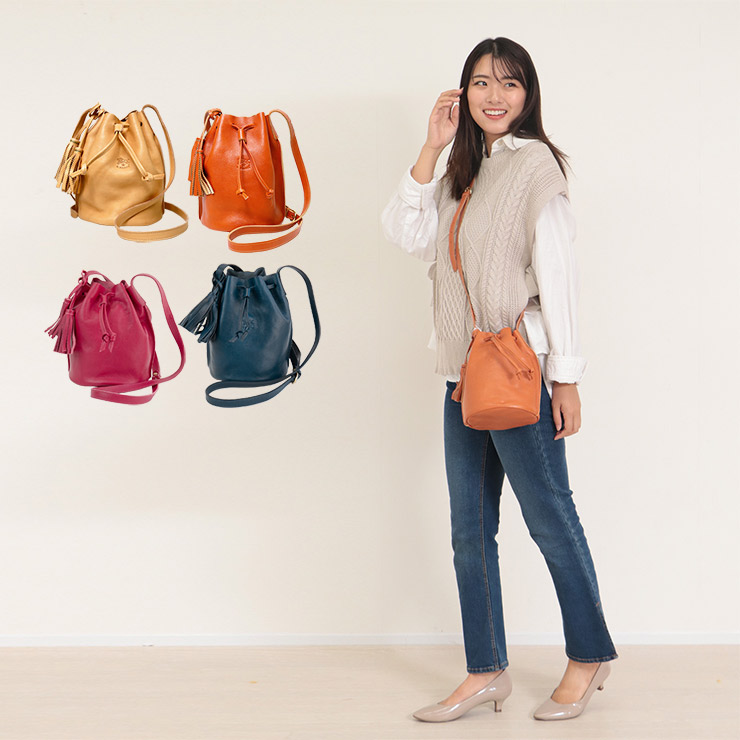 楽天市場】イルビゾンテ IL BISONTE 巾着付きバケツ型ショルダー