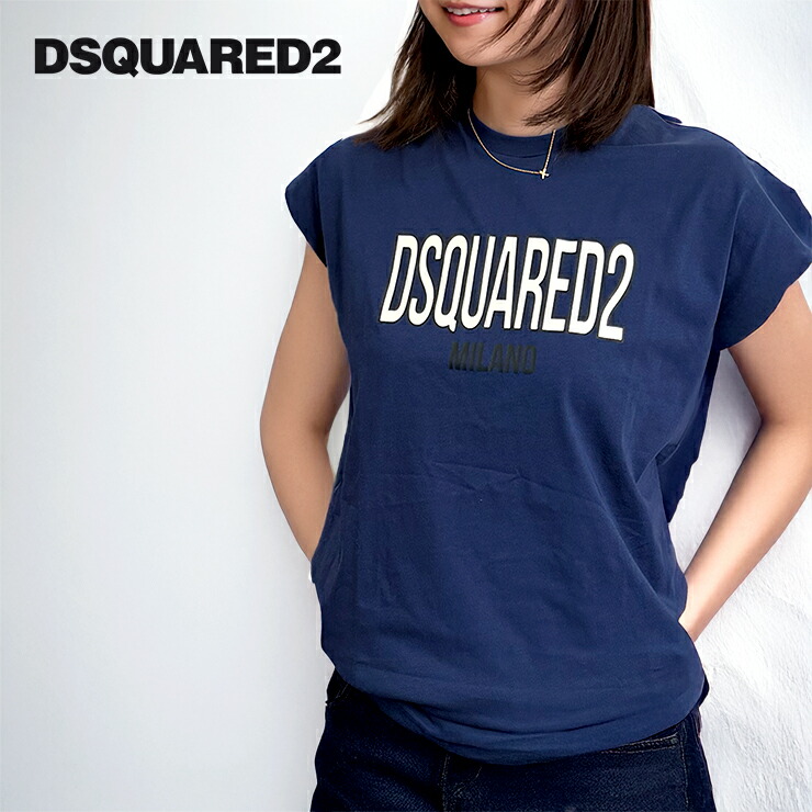 DSQUARED2 ディースクエアード DQ2900 DSQUARED2 ロゴタイプ プルオーバー プルオーバー お坊っちゃん レディース お上さん トップス 半袖プルオーバー 今めかしい ブランド名 愛くるしげ 成年者 かっこいい 春 夏 心地よい 綿100％ 綿織物プルオーバー ブランド名ロゴタイプ 半袖 レディースプルオーバー 半袖プルオーバー 紺