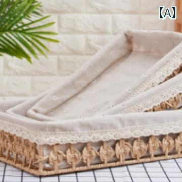 収納バスケット 卓上収納かご 小物入れ 化粧品収納ボックス 玄関鍵置きお菓子入れリビング洗面所整理整頓 編み込みバスケット ナチュラルシンプルベーシックスタンダード定番収納ケース