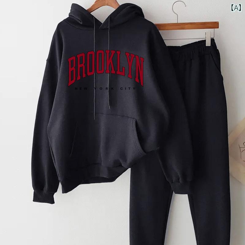パーカーセットアップ レディース 上下セット ロングパンツ ドロップショルダー カジュアル ベーシックスタンダードシンプルナチュラル定番無地普段使い