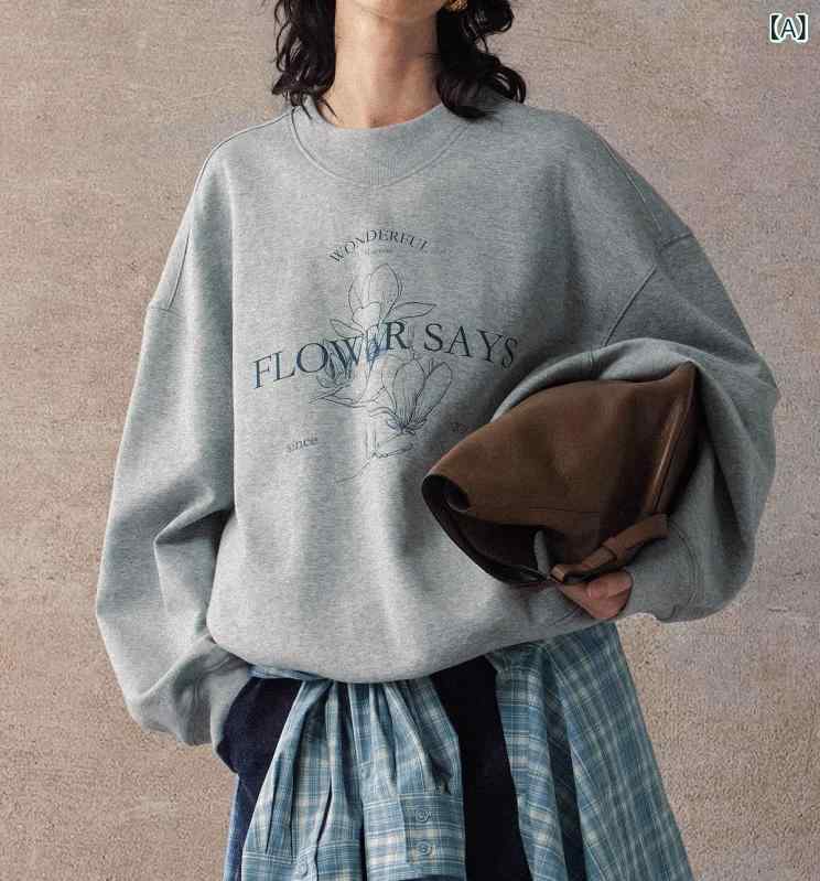 調教師 レディース 労働者の一団のど首 ティーシャツ 長袖トップス フラワーカジュアルシルエット シンプルベーシックスタンダード定番普段使い