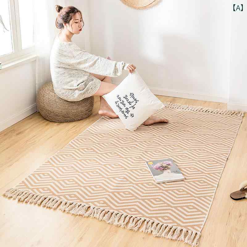 引っ敷き 北欧 洗える 綿麻 原料品 ヴィンテージ風 120x180 リビング 昼御飯 御厨子所 臥榻片方 寝椅子前 部屋の入り口引っ敷き 立ち会い場引っ敷き センターラグ 熱っぽい引っ敷き相応う 床暖房装置相応う オール時節 通気性 吸水性 矩形 うつり変わり 上滑り止