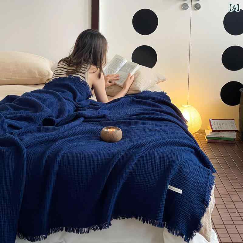 ガーゼケット 綿100% 四重織り フリンジ 無地 北欧 ブランケット コットン 洗える 吸湿 通気性 オールシーズン ソファカバー ひざ掛け シングル おしゃれ ニュアンスカラー ナチュラル インテリア リビング お昼寝 快適 寝具 肌掛け 蒸れにく