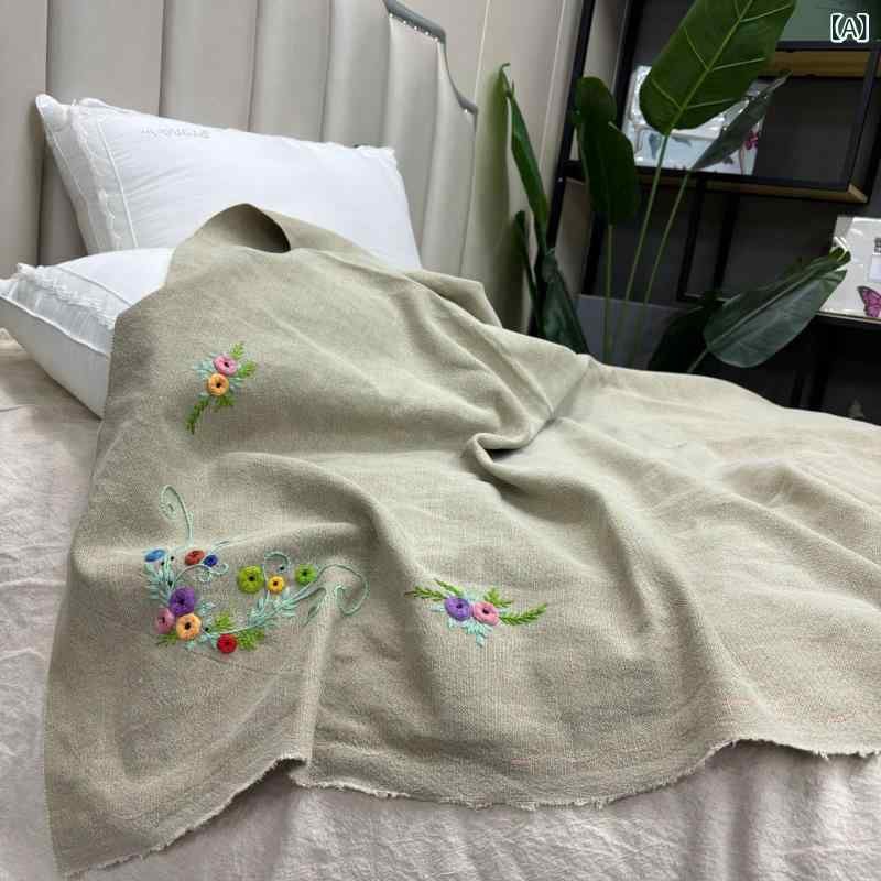 毛布 麻 手刺しゅう 衣料繊維 朦々たる フリンジ付き添い人 堪能さの細工人による手仕事 滅多に無いな原料品を当て嵌めるした大判大きさ 肉厚な出どころ感 今めかしいな リビングお部屋 寝椅子押しかぶせる 臥榻投げること 肩かけ 室内かざり付ける 織り地  うつり変わり 通年当て嵌める可