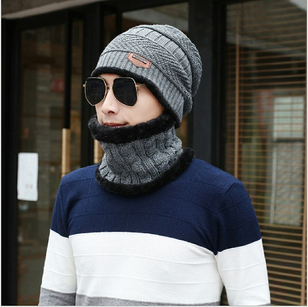 楽天市場 ニット帽 ネックウォーマー2点セット メンズ レディース スヌードマフラー ブランド 男女兼用 パンダ商店 楽天市場店