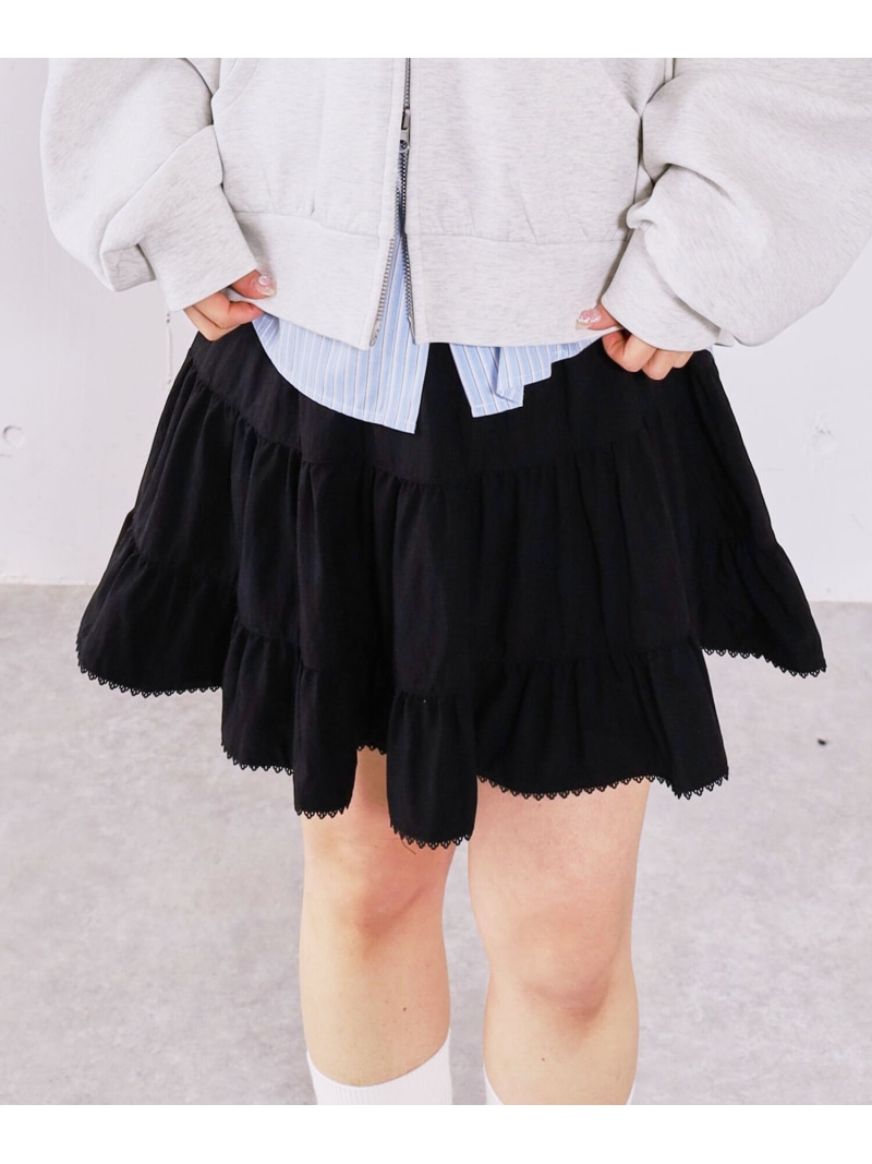 コットンライクティアードミニスカート archives アルシーヴ スカート ミニスカート ホワイト ブラック【送料無料】[ Fashion]