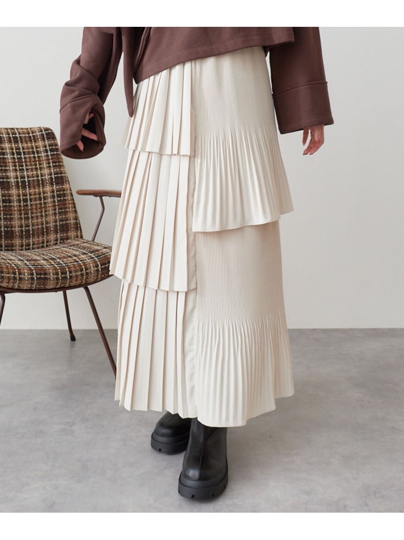 プリーツティアードスカート/ archives アルシーヴ スカート ロング・マキシスカート ホワイト ブラック【送料無料】[ Fashion]