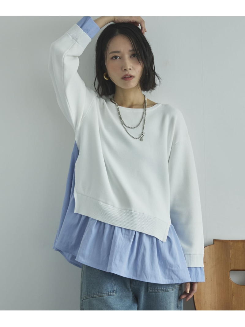 【SALE／30%OFF】レイヤード風ニット DOUX ARCHIVES ドゥアルシーヴ トップス ニット ホワイト グレー ネイビー【RBA_E】【送料無料】[ Fashion] 5,475円