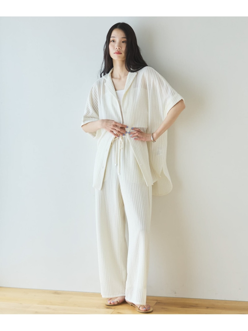 メッシュレースイージーパンツ DOUX ARCHIVES ドゥアルシーヴ パンツ その他のパンツ ホワイト ブラック【送料無料】[ Fashion]