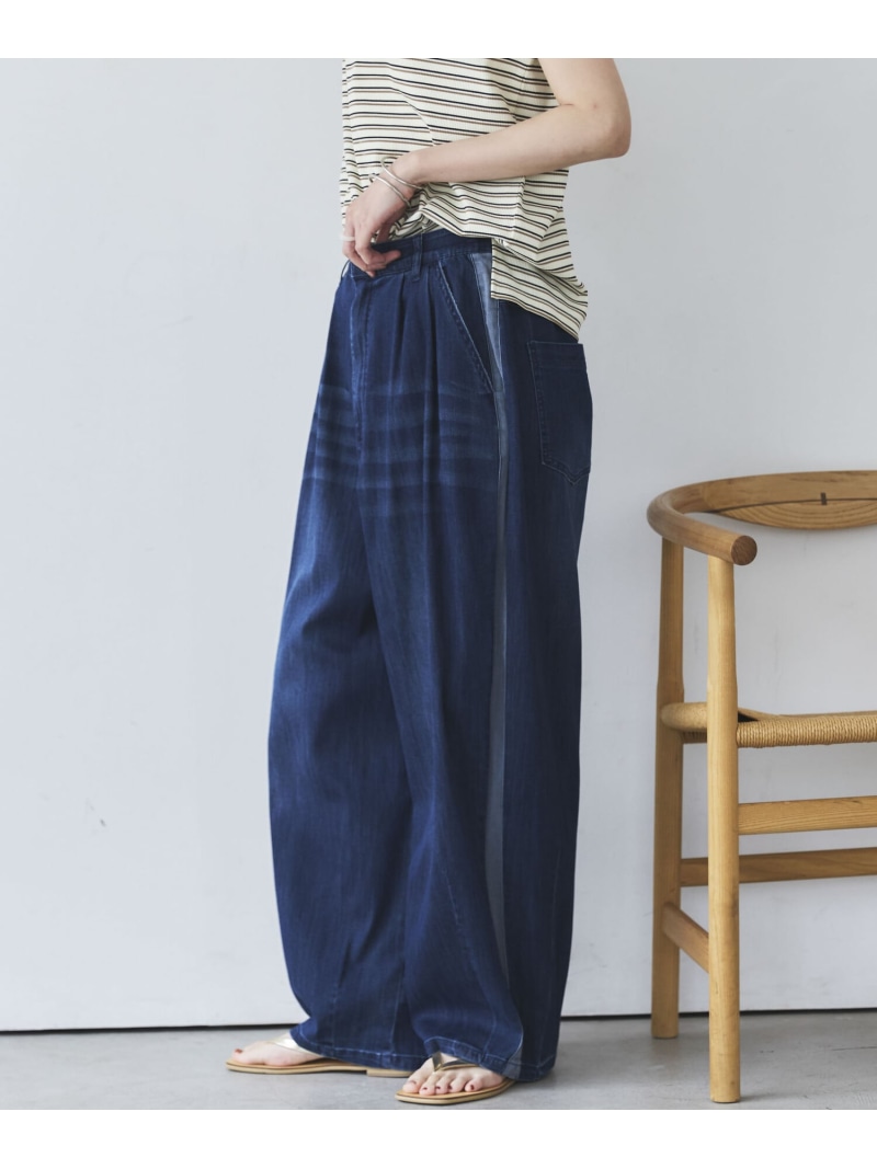 【さし引き3°Cジーンズ】サイドラインバレルパンツ DOUX ARCHIVES ドゥアルシーヴ ズボン下 余分の物のズボン下 白いこと 青碧【貨物輸送無料】[ Fashion]